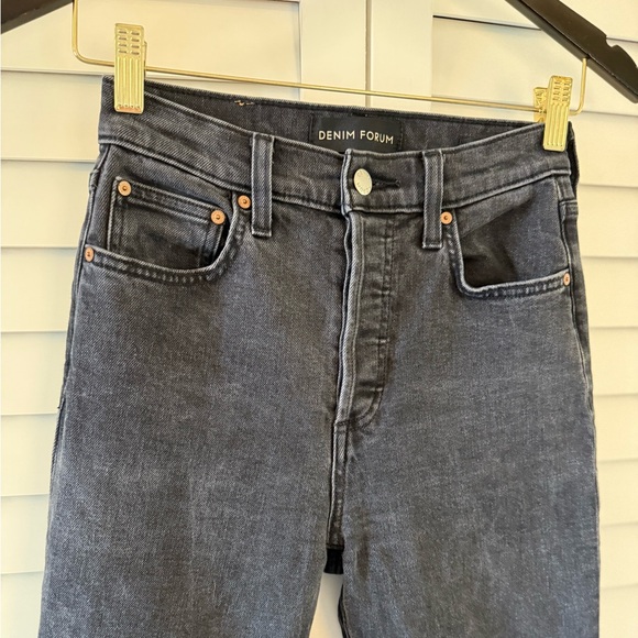 Denim Forum The Arlo High Rise Straight 30L Faded Black Jeans Size 25 - Picture 4 of 14